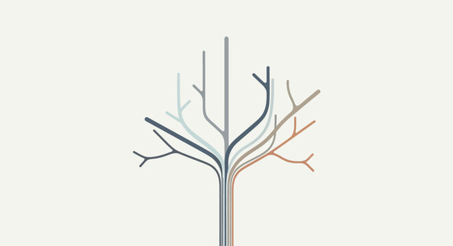 Minimalistic abstract tree design with simple branches in neutral colors.