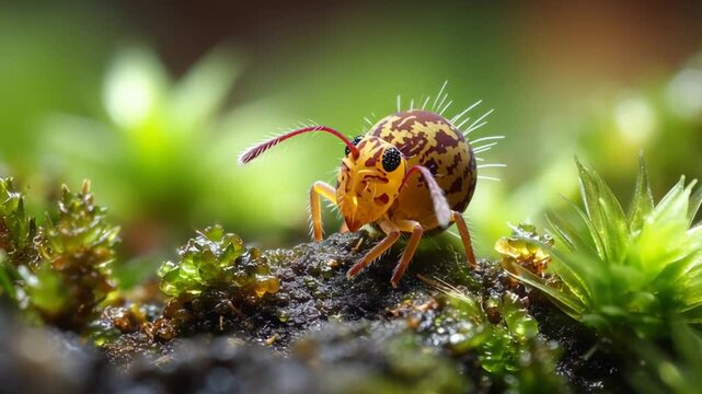 macro springtail on moss
