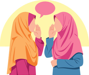 Obraz premium Muslim Women Talking Hijab Conversation ramadan kareem.