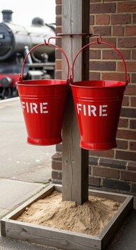 Fire Buckets at Railway Station - Safety and Preparedness.