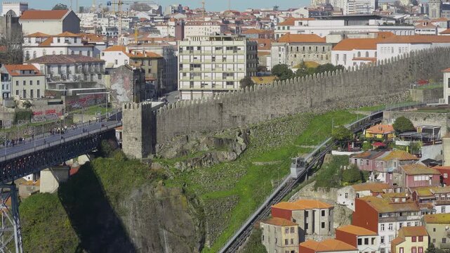 Detailed view of the Fernandina Wall on the steep Porto hillside.