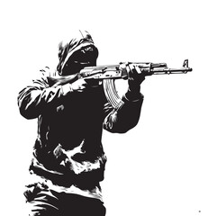 man with ak47 vector