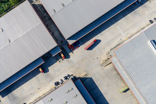 Aerial Top-Down View of Warehouse 