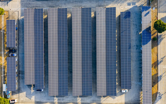 Top-Down View of Solar Canopy Parking Lot

