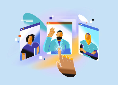 Patient selecting doctor profile in online healthcare platform