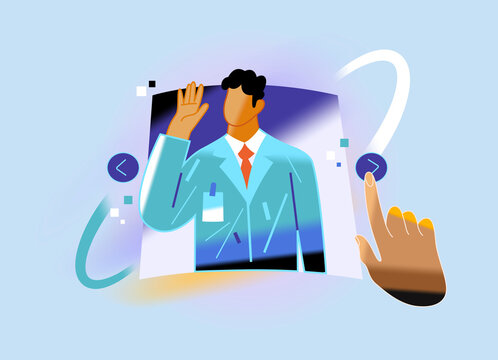 Patient selecting doctor profile in online medical interface