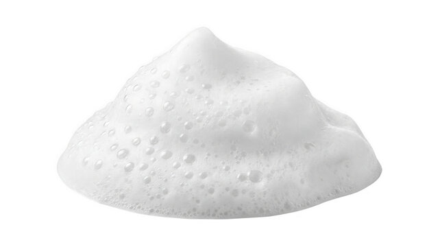 White shaving foam or whipped cream mound with bubble texture, isolated on white background