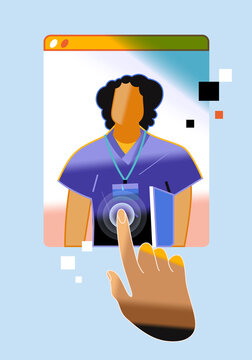 Selecting female doctor profile on online healthcare platform