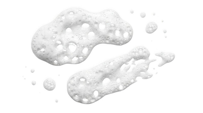 White soap foam bubbles splashes with macro texture, isolated on white background