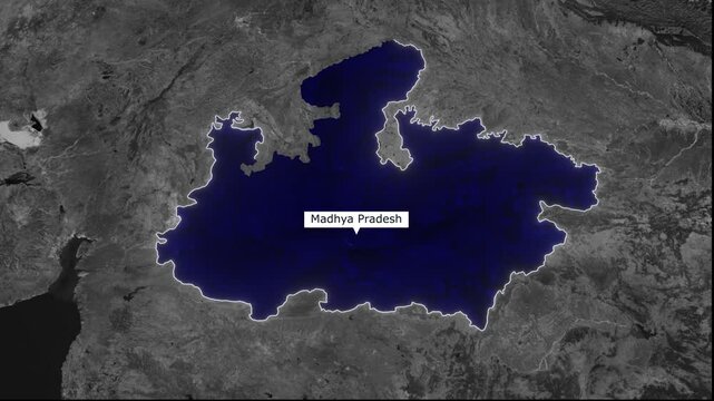 Madhya Pradesh India State Satellite Map With Highlighted Region Animation