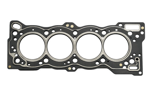 Cylinder head gasket for internal combustion engine repair, sealing automotive spare part on transparent background