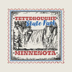 Obraz premium Vintage Tettegouche State Park Badge Highlighting the Majestic Palisades and Lake Superior North Shore.