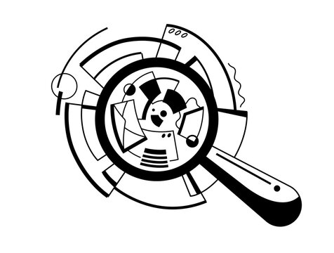 business analysis under magnifying glass, insight and research