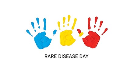 Fototapeta premium Rare Disease Day Awareness with Colorful Handprints.