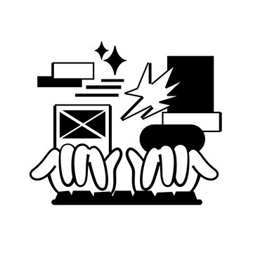 hands typing content blocks &ndash; concept of blogging
