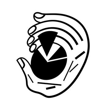 hand holding pie chart &ndash; concept of analytics