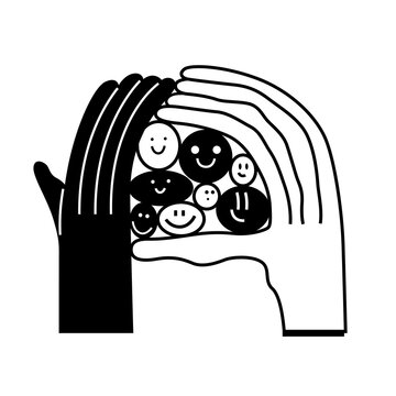 hands holding smiling people &ndash; concept of customer care