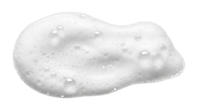 White foaming bubble texture smear or cosmetic cream swatch with air bubbles, Isolated on white background