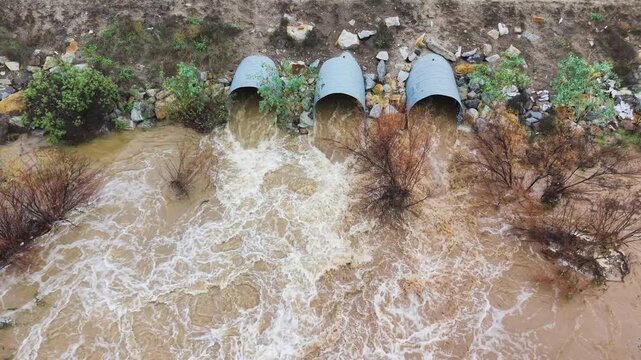 drainage into a creek after a heavy rain