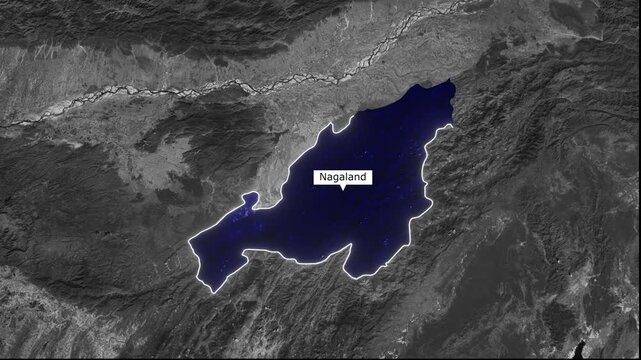 Nagaland Map: A detailed geographical map outlining the state of Nagaland, highlighting its borders and key features, offering a glimpse into the region's unique topography and location.