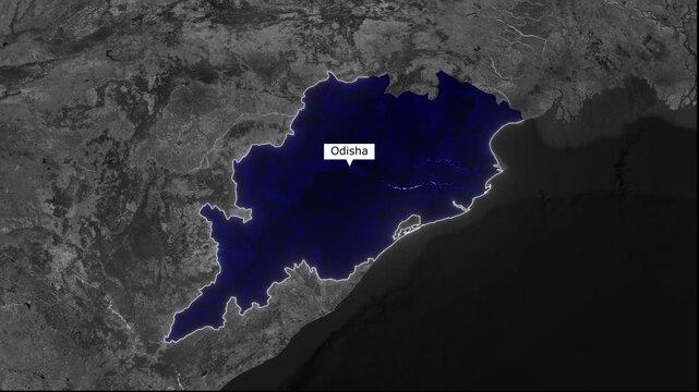 Odisha State Outline: A detailed outline of the state of Odisha, highlighting its geographical boundaries and coastal regions. It illustrates the precise shape and landscape of this Indian state.