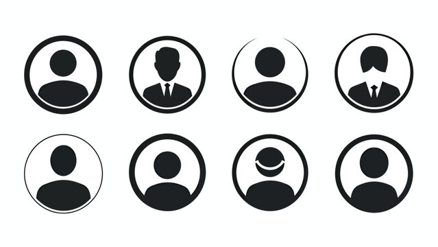 Set of generic user avatar icons in circular frames.