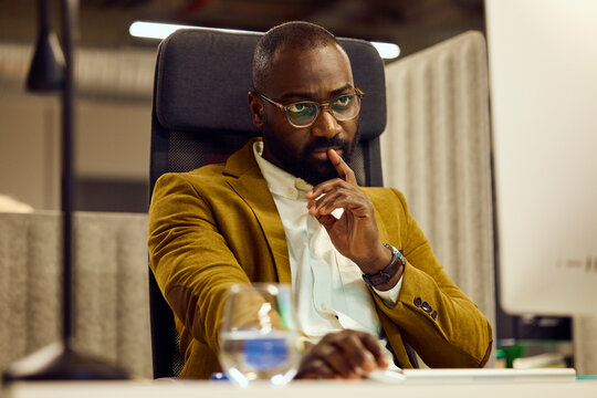Man thinking while working