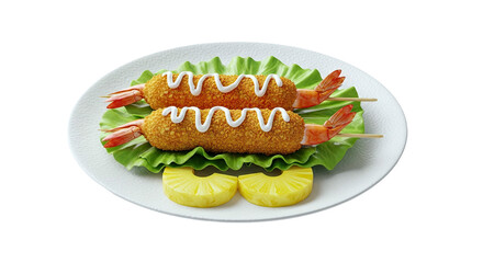 Crispy Shrimp Skewers with Pineapple and Mayo Drizzle