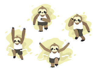 Obraz premium Sloth Sports Cartoon Character Marathon Runner