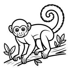 Obraz premium Howler monkey illustration vector style coloring page