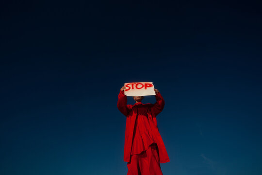 A woman with the posters 