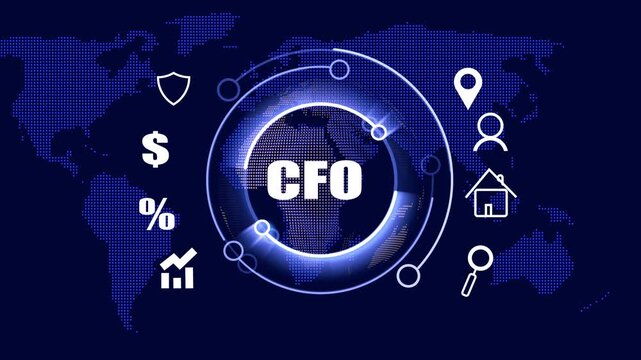 CFO and Corporate Finance Management Concept with Multi-Icon Representation CFO icon, chief financial officer icon