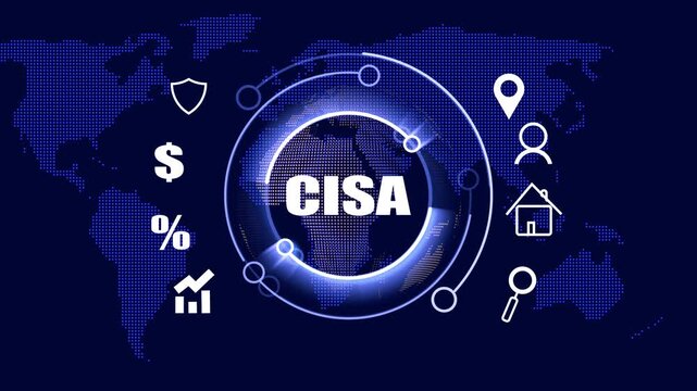 CISA and IT Audit Workflow Concept with Multi-Icon Representation CISA icon, IT audit icon, information systems icon