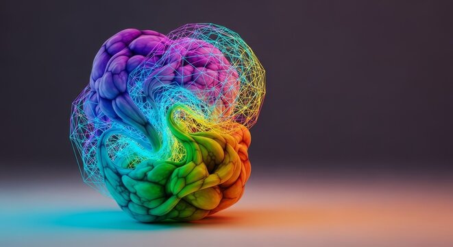 A merging biological structure integrates with complex digital geometry, symbolizing the internalization of conceptual ideas and abstract thought, connection, structure, innovation