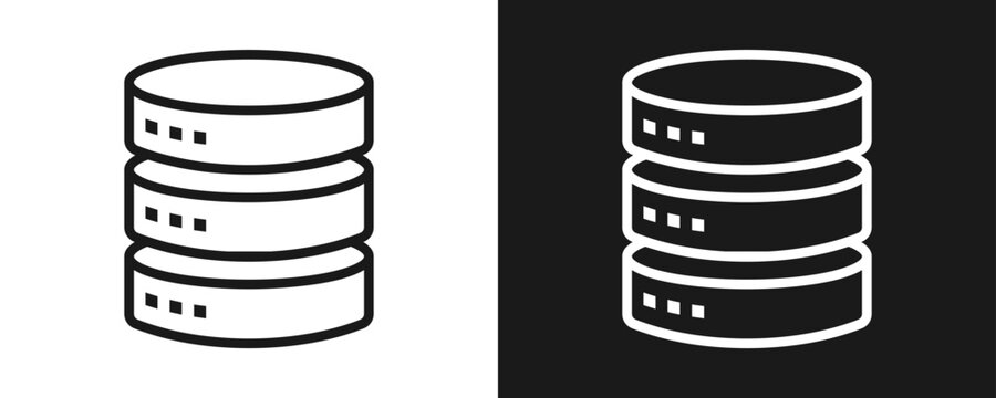 Server Icon Set Outline In White And Black Background