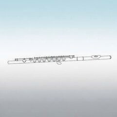 Flute Line Art - Elegant Musical Instrument Illustration on Gradient Background.