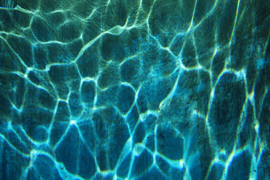 Shimmering blue water light patterns in aquarium