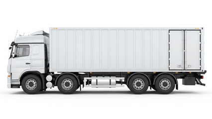 White cargo truck with container