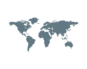 Global World Map On Gray Background