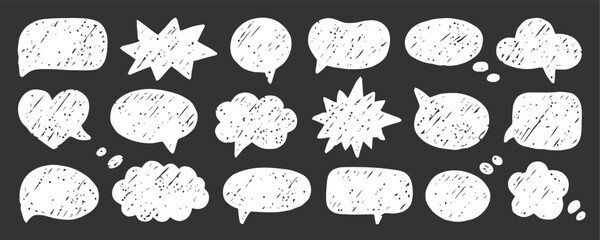 Hand-drawn speech bubbles and thought clouds in various shapes. © Muginandaru