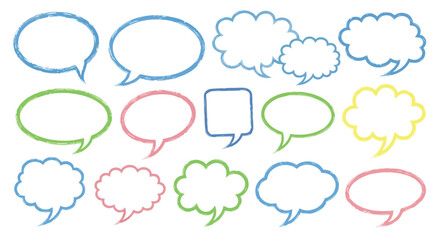 Fototapeta premium Colorful Hand-Drawn Speech Bubbles and Thought Clouds Collection.