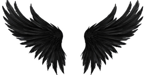 Naklejka premium Pair of Black Angel Wings with Feathers