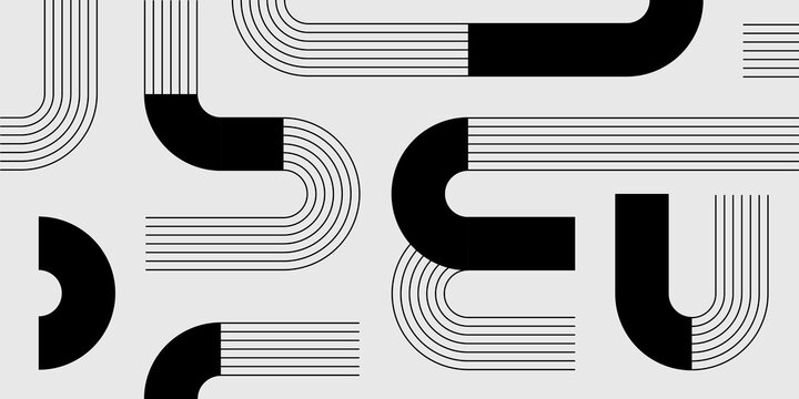 White, gray, black, monochrome. Clean modern art composition, ideal for branding, packaging, editorial layouts, stylish backgrounds Abstract linear pattern illustration with flowing parallel stripes. 