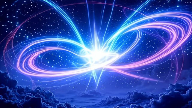 ampere supernal masterpiece rises with the stellar march shot hound inwards star and cosmic fog, ampere radiant curves of magenta and azure unroll gracefully, marshal ampere beam indicate