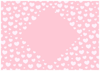 かわいいハートのフレーム（四辺囲み）｜定番のバレンタイン装飾ベクター（ピンク背景）