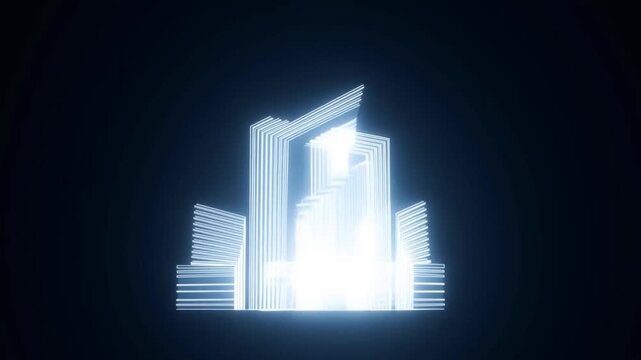 Two distinct corporate structures merging into one larger entity in a dark void with elegant slow motion concept of merger and acquisition business strategy