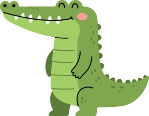 Cute Green Alligator Minimal Flat Illustration Vector Art
