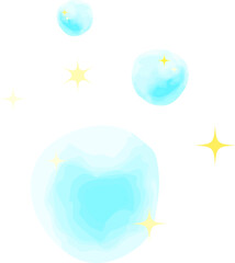 水彩で描いた落ちる水滴のイラスト