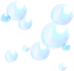 水彩で描いたカラフルなシャボン玉のアイコンイラスト