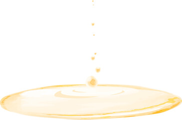 水彩で描いた水滴、水たまりのイラスト